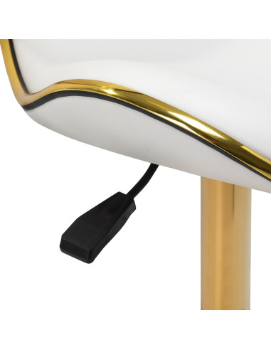 Tabouret Élégance Pro Lux blanc dorée vue zoom vérin