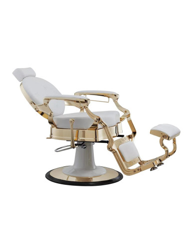 Florence White & Gold Barber chair – Pure Shine & Professional Comfort 