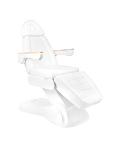 Fotel elektryczny Firenze Lux 273B, biały, drewno, 3 silniki Pro + stołek