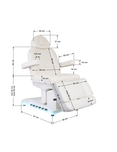 Fauteuil Électrique Esthétique Ancona Lux LED Chauffant Pro 
