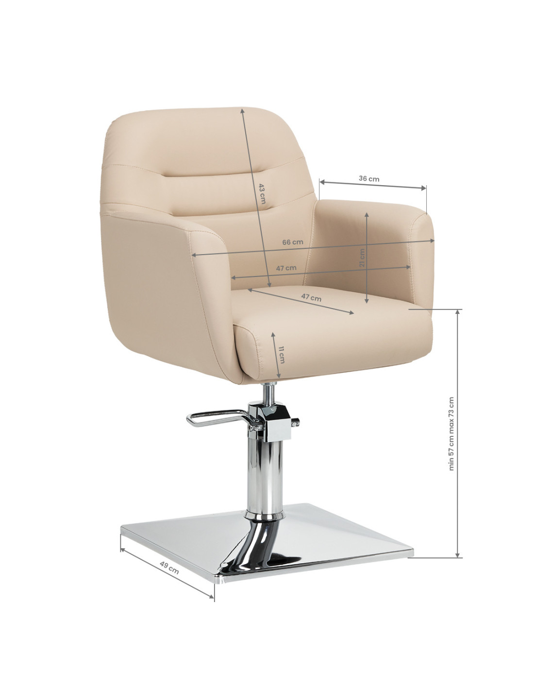  Fauteuil coiffure HydroSquare Verona Beige Chrome Pro 