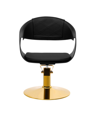 Cadeira de cabeleireiro ASTORIA preta e dourada – elegância profissional e conforto premium