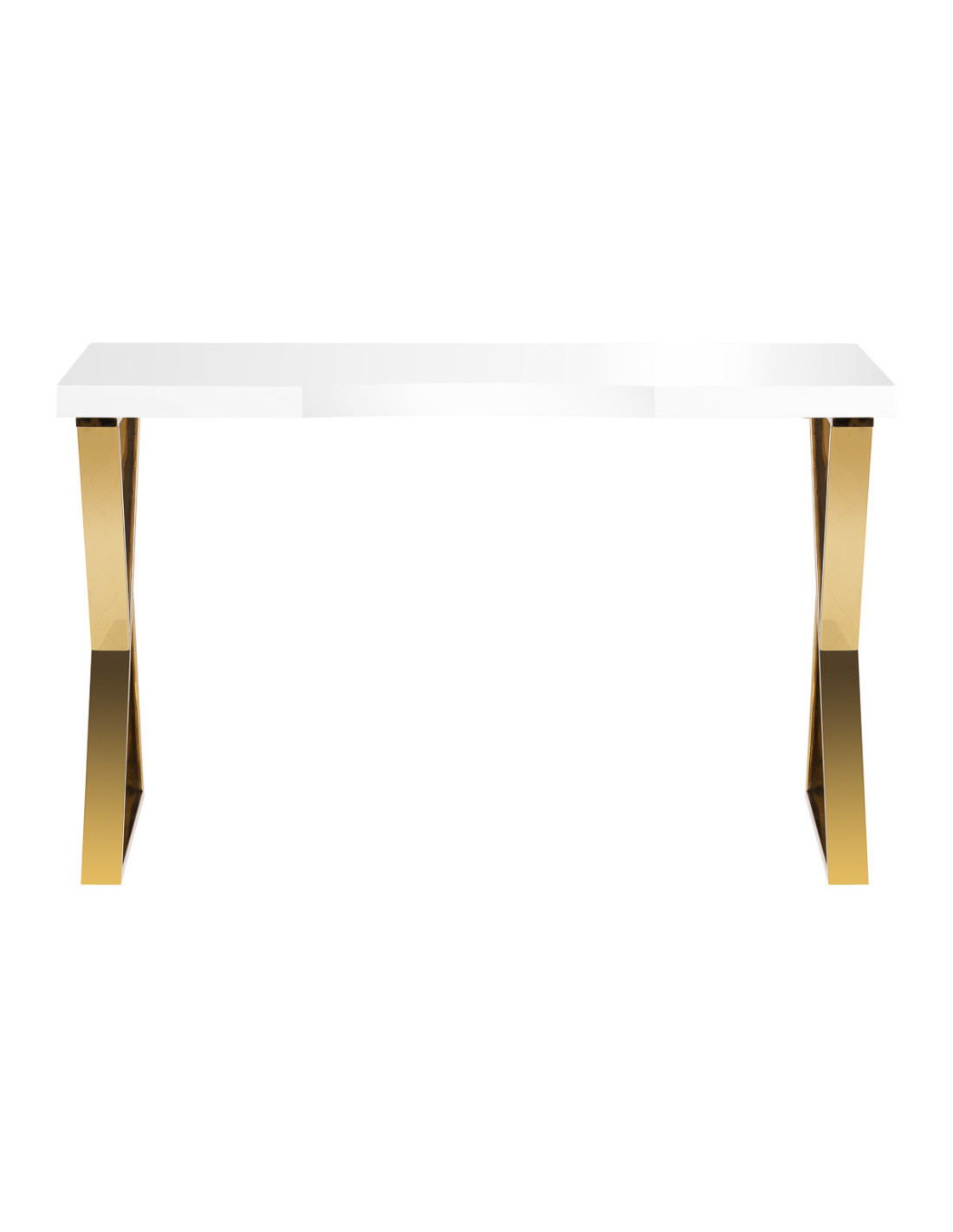 Mesa de manicura Solo Gold Espresso con tablero blanco y patas cruzadas