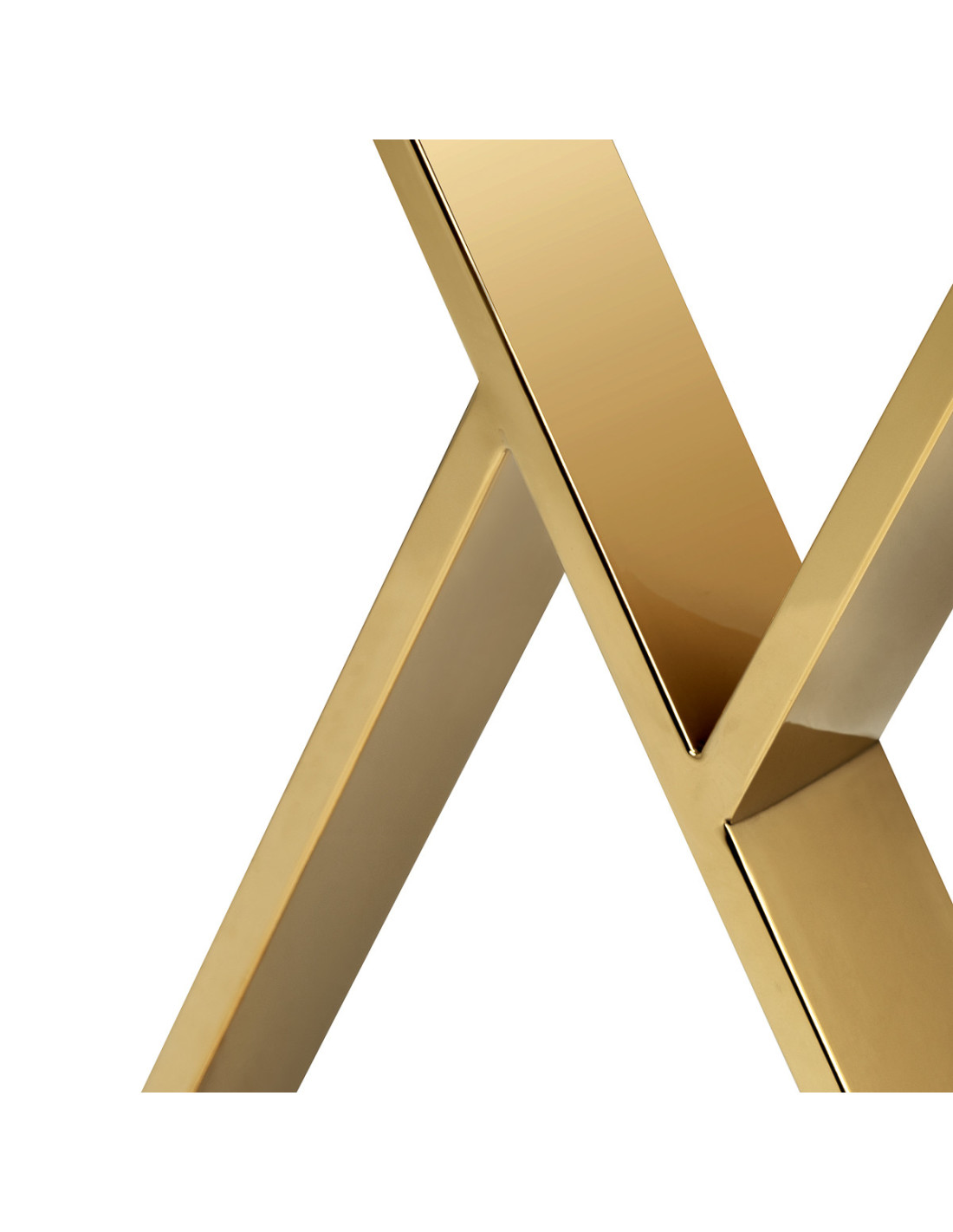 Mesa de manicure Solo Gold Espresso com tampo branco e pernas cruzadas