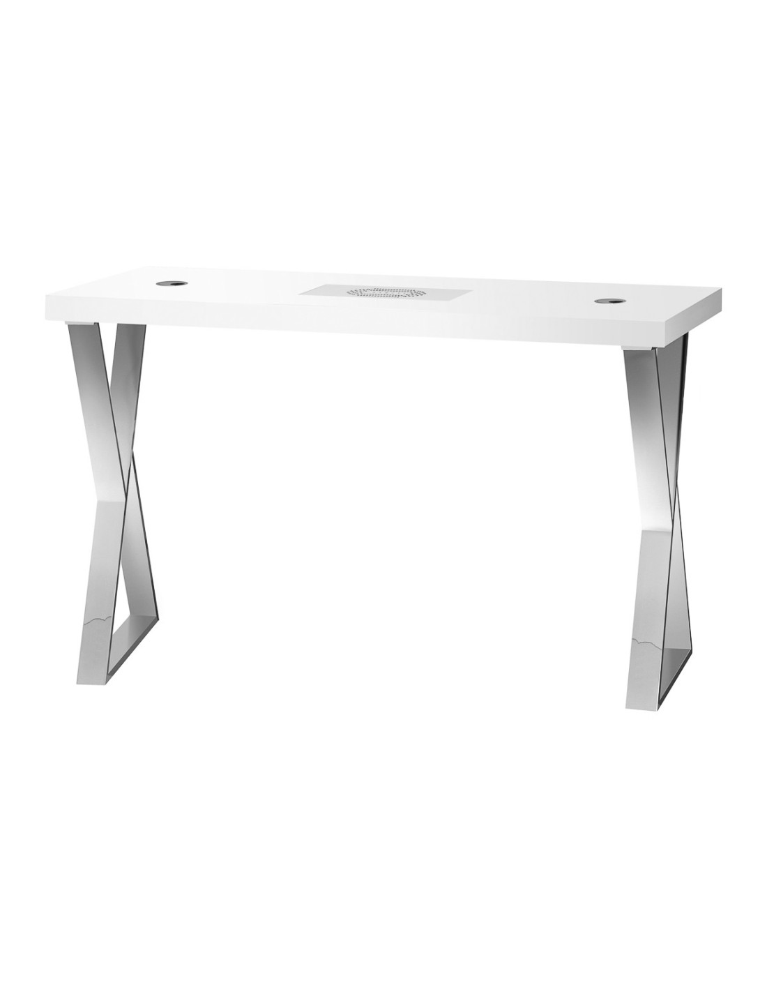 Épure Chrome Air 48W vacuum manicure table with crossed legs