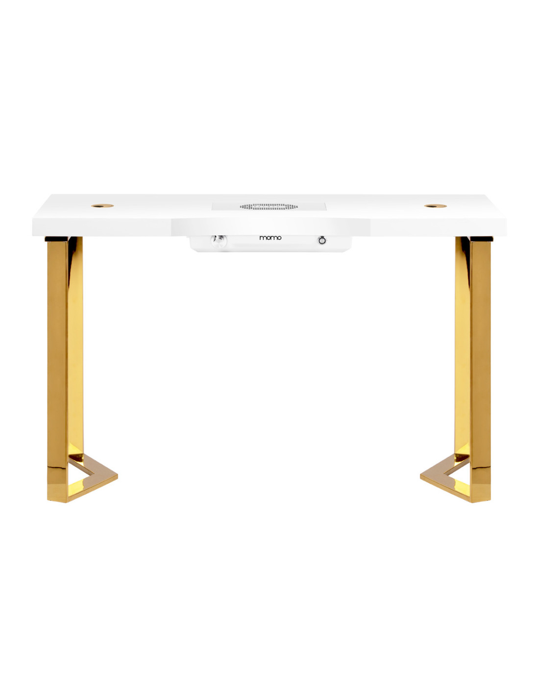 Golden Elegance Maniküretisch mit weißer Platte und integriertem 48-W-Staubsauger