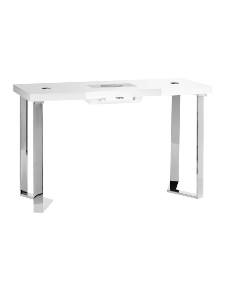 Table de Manucure Élégance Chrome – Plateau Blanc & Aspirateur Intégré 48W 