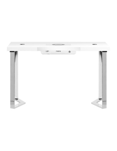Elegance Chrome Manicure Table – White Top & Integrated 48W Vacuum Cleaner
