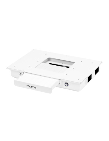 Table de Manucure Élégance Chrome – Plateau Blanc & Aspirateur Intégré 48W 