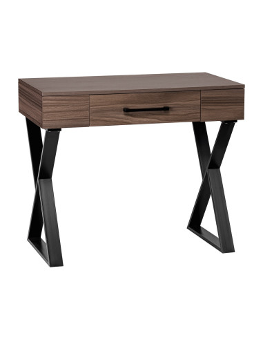 Mesa de manicure Solo de madeira escura preta com pernas cruzadas