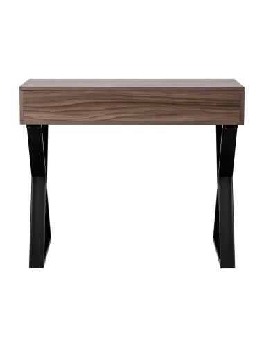 Table manucure Épure Bois Foncé Solo Pieds Croisés noirs 