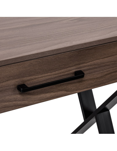 Mesa de manicure Solo de madeira escura preta com pernas cruzadas