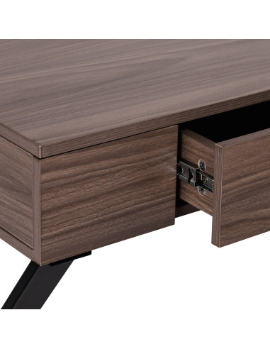 Table manucure Épure Bois Foncé Solo Pieds Croisés noirs 