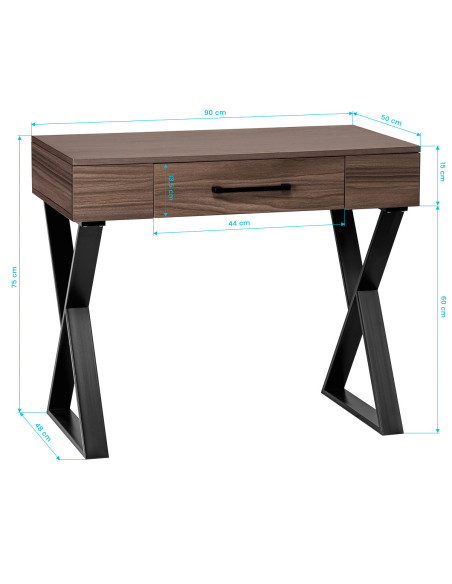Tavolo da manicure in legno scuro Solo gambe incrociate nere