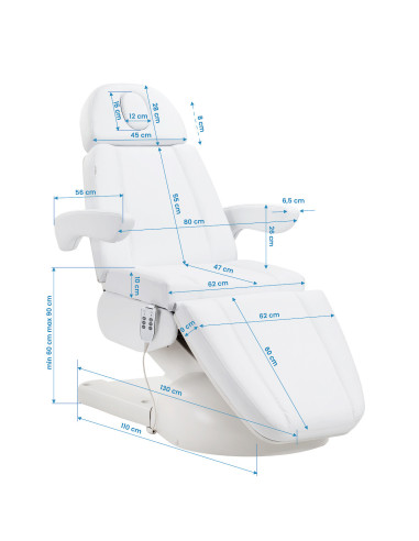 Poltrona elettrica estetica professionale a 3 motori Milano White