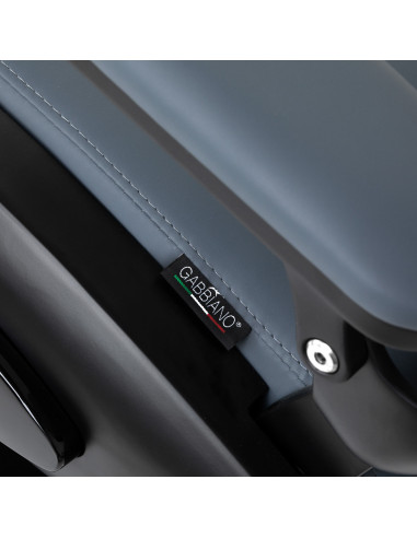  Gabbiano Fotel barberski Francesco grafitowy z czarną ramą