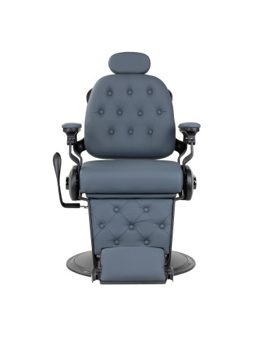  Gabbiano Fotel barberski Francesco grafitowy z czarną szczotkowaną ramą