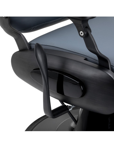  Gabbiano Fotel Barberski Francesco grafitowy z czarną szczotkowaną ramą