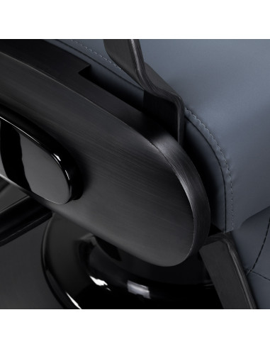  Gabbiano Fotel barberski Francesco grafitowy z czarną szczotkowaną ramą