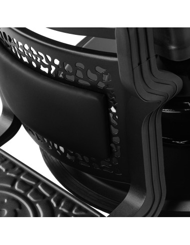 Cadeira de barbeiro GIULIANO Onyx – Estrutura em preto intenso e preto com linhas pretas