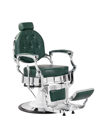 Fauteuil de barbier Cavalese Vert avec cadre chromé 