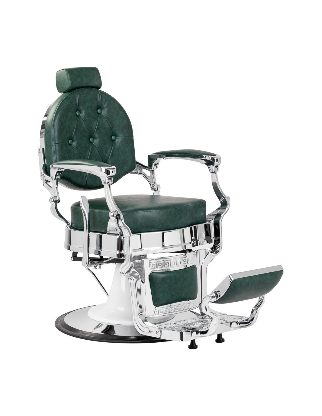 Fauteuil de barbier Cavalese Vert avec cadre chromé 