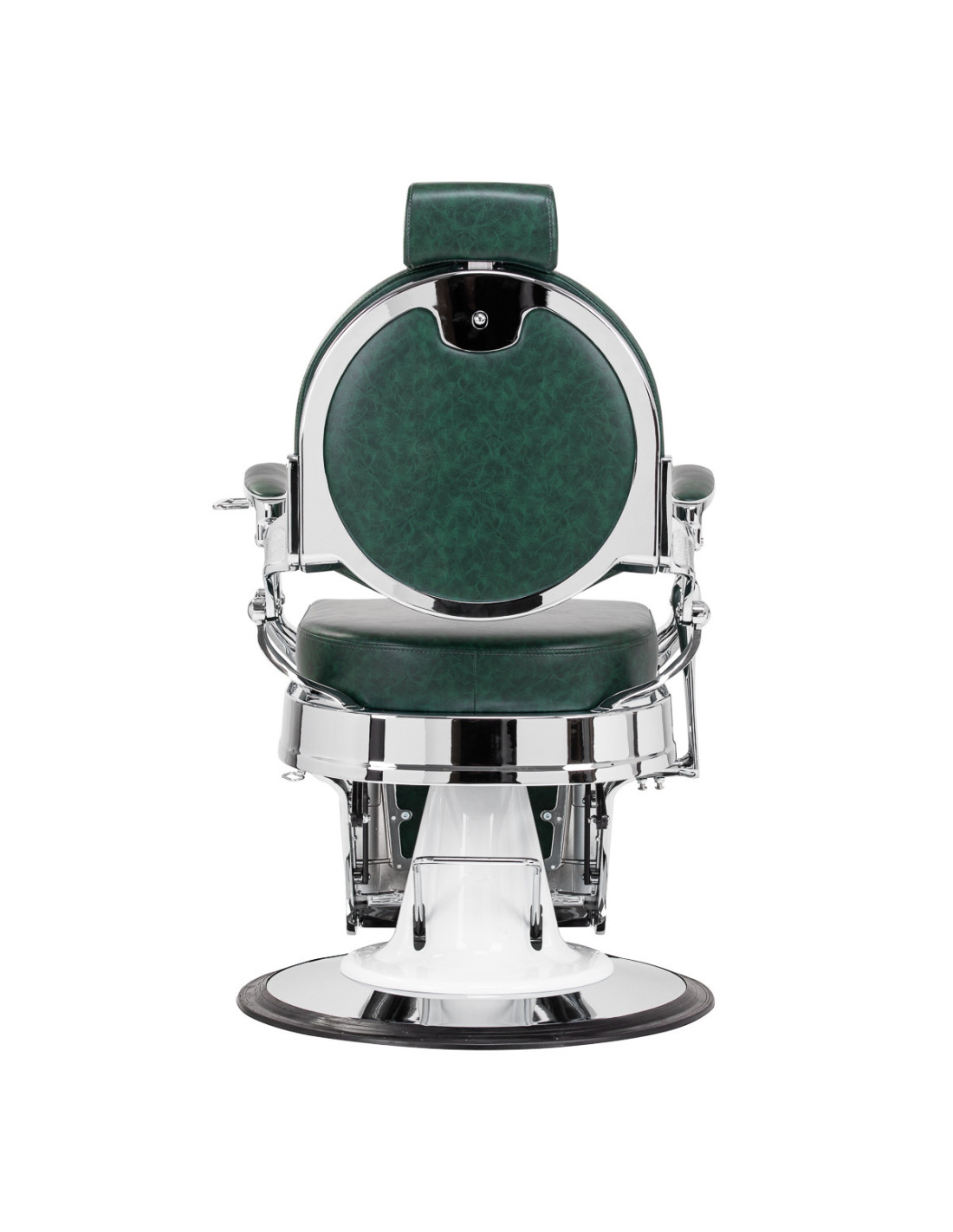 Silla de barbero Cavalese verde con estructura cromada