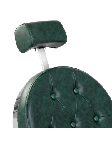 Fauteuil de barbier Cavalese Vert avec cadre chromé 