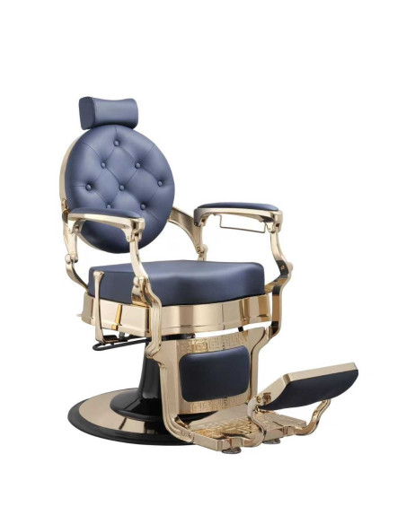 Fauteuil Barbier Florence Bleu & Or – Élégance Chromatique & Confort Pro 