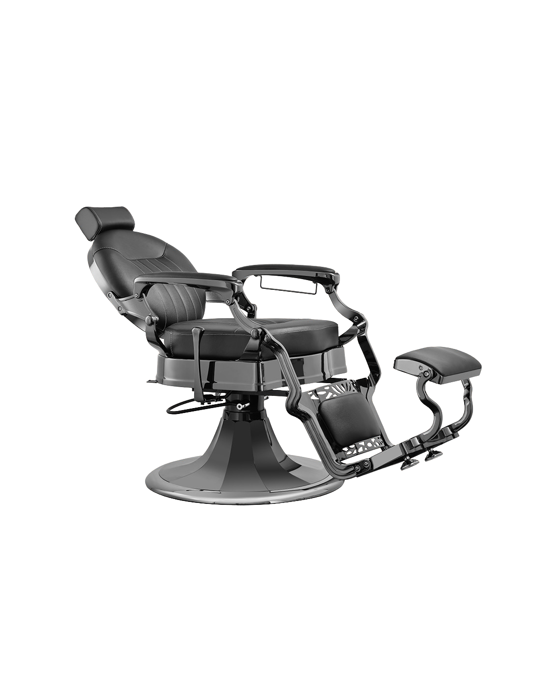 Silla de barbero plateada Syracuse, diseño y comodidad experta