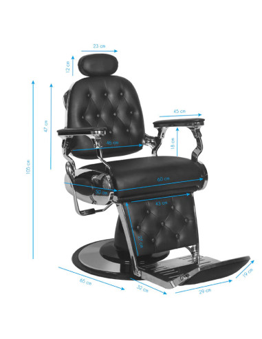 FRANCESCO Black Barber Chair - Comfort and Ergonomics for Hair Salons
