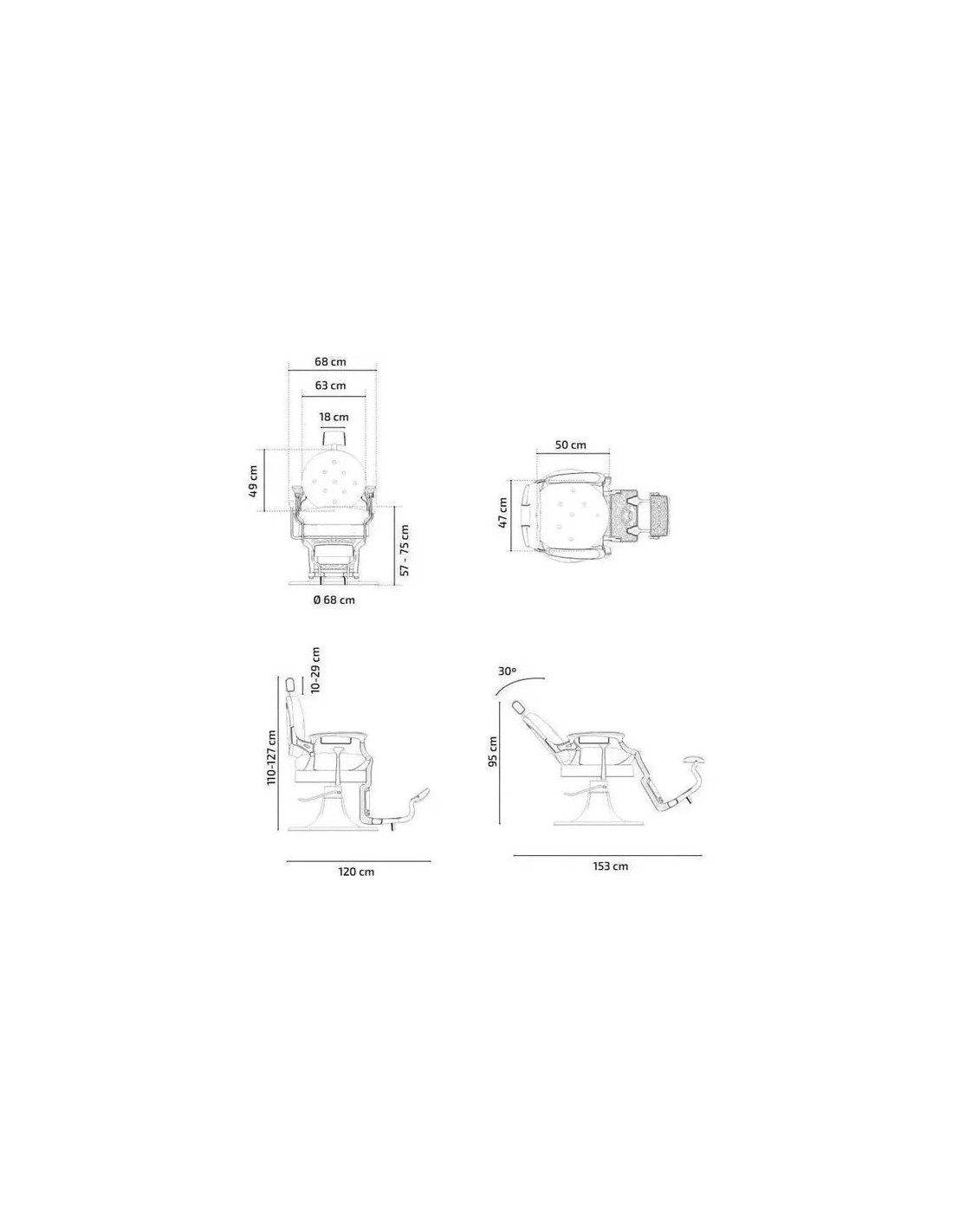 Poltrona da barbiere rossa e cromata – Medici Rosso Imperiale