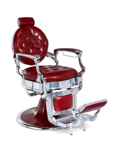 Fauteuil barbier rouge & chrome – Medici Rosso Imperiale