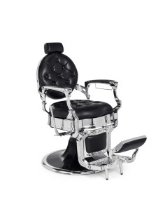Medici Nero Cromo – Fauteuil Barbier Professionnel Noir & Argent