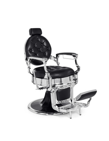 Silla de barbero negra y cromada – Medici Nero Cromo