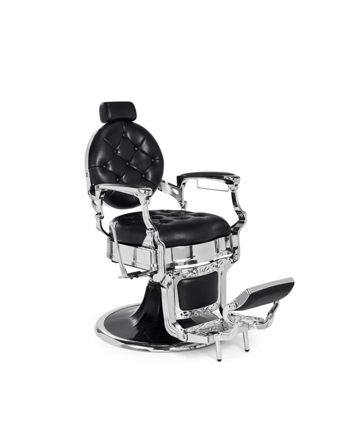 Fauteuil barbier noir & chrome – Medici Nero Cromo