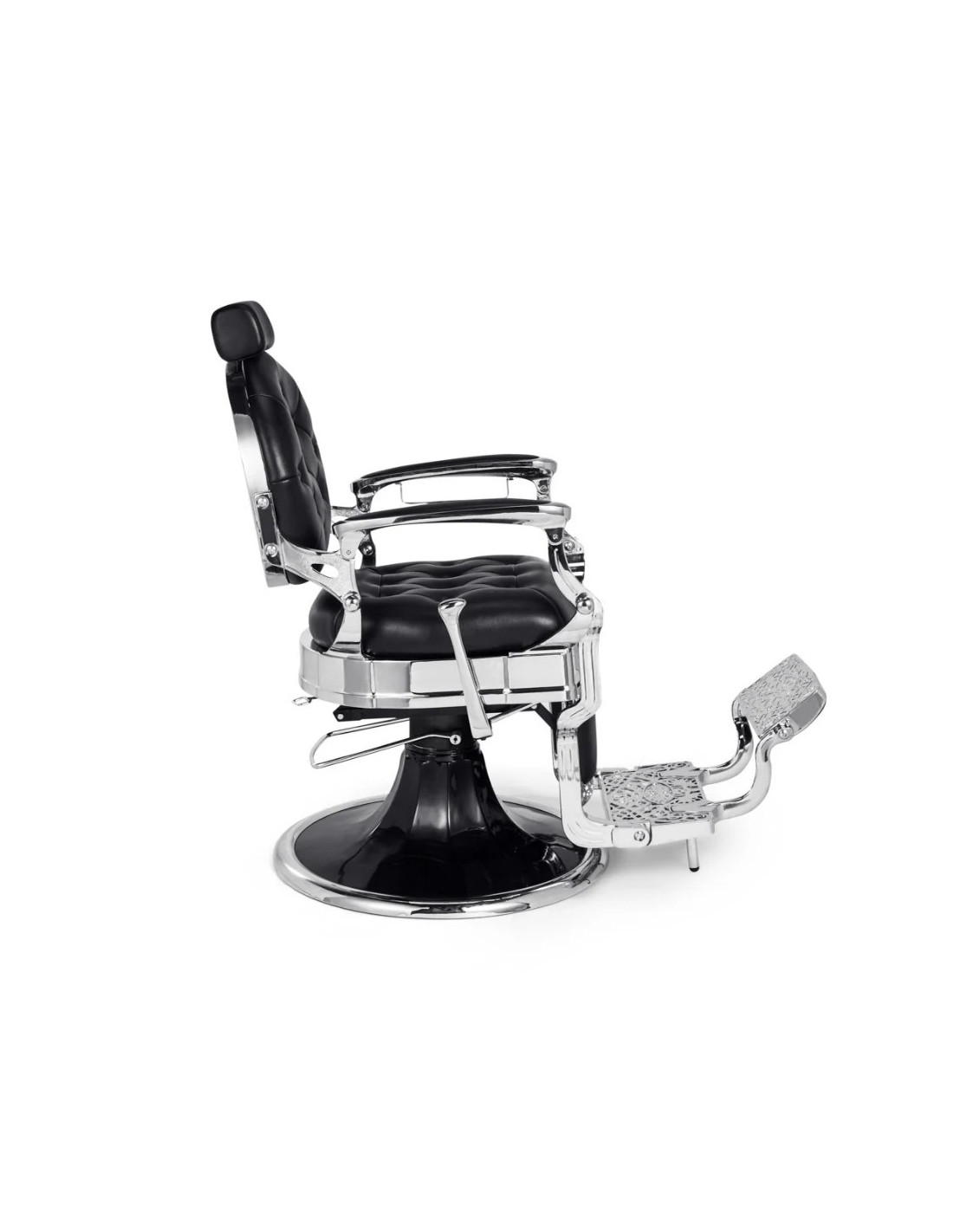 Fauteuil barbier noir & chrome – Medici Nero Cromo