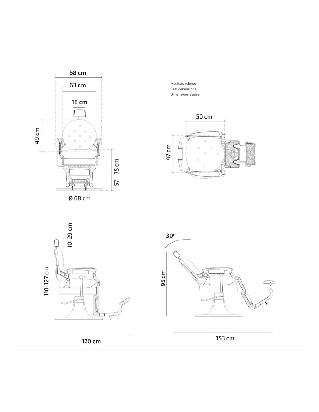 Axis Schwarzer Friseurstuhl – Haute Couture-Design und professioneller Komfort