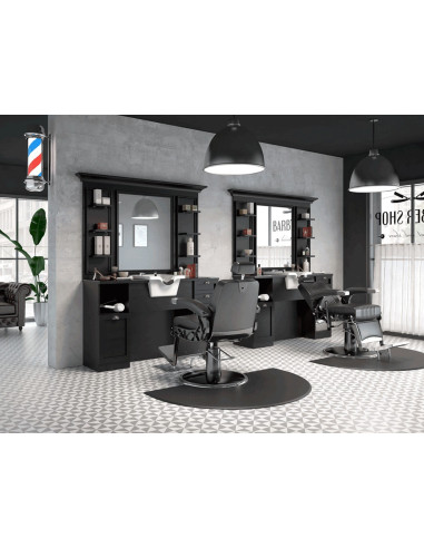 Salon fryzjerski Cavalese Barber Shop Styling Station | Retro Design Black Ebony