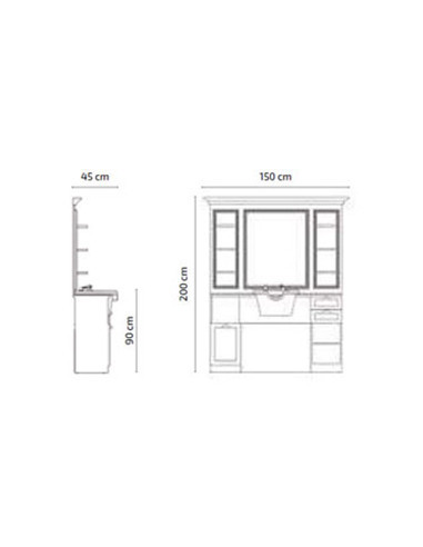 Poste de coiffage barber Cavalese Castello Noyer Design italien 