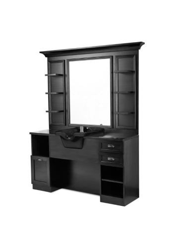 Cavalese Barber Shop Styling Station | Retro-Design Schwarz Ebenholz