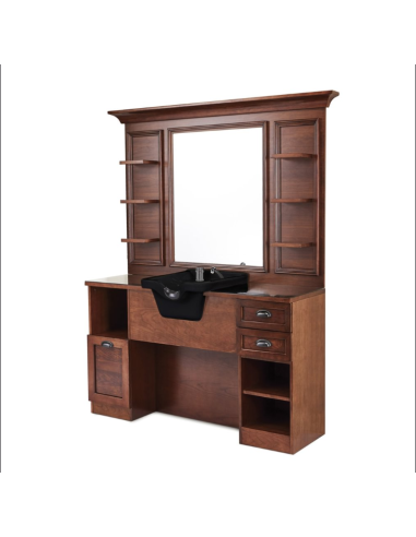 Cavalese Castello Barber Shop Post Walnut Wood | Retro Italian Design