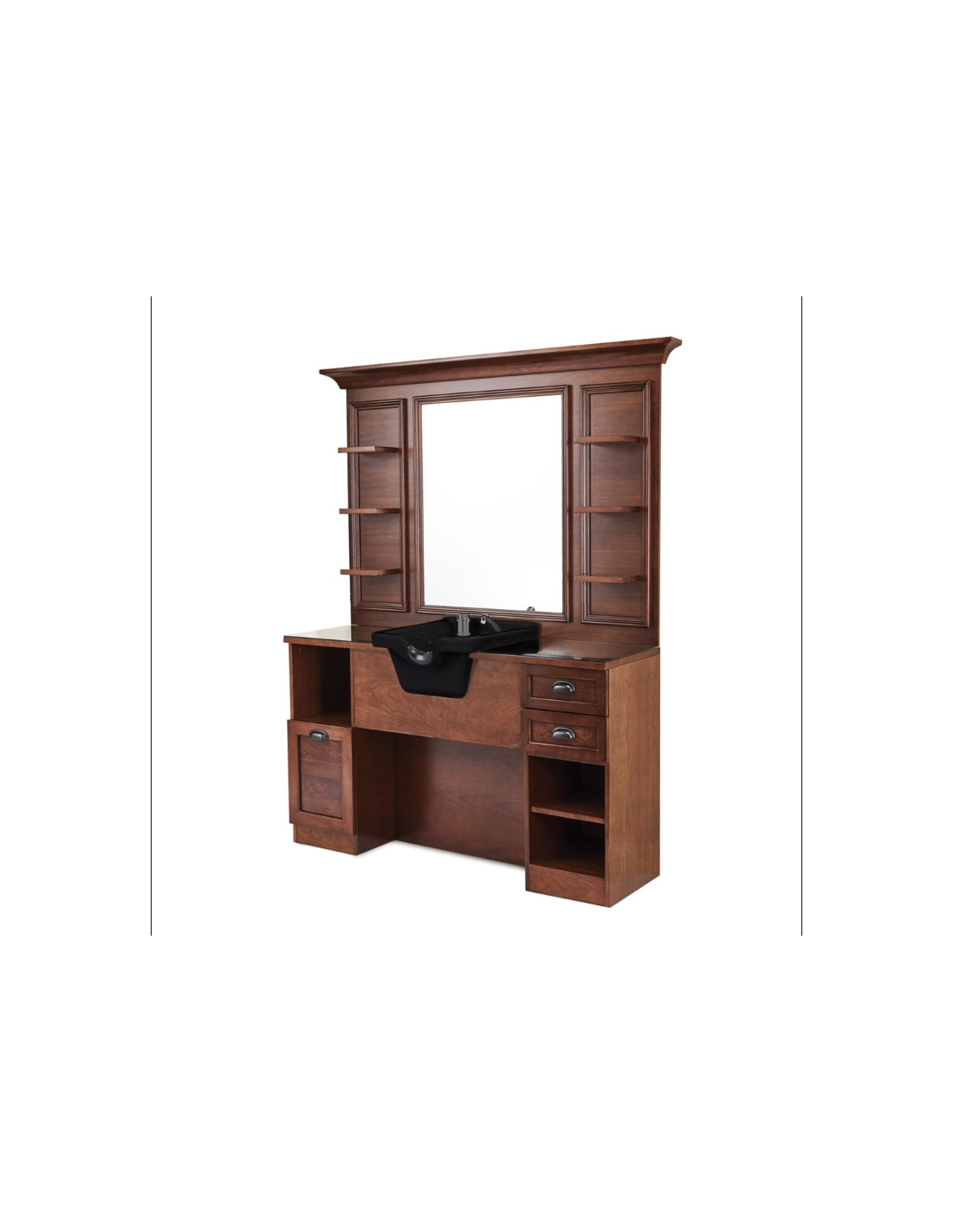 Cavalese Castello Barber Shop Post Walnut Wood | Retro Italian Design