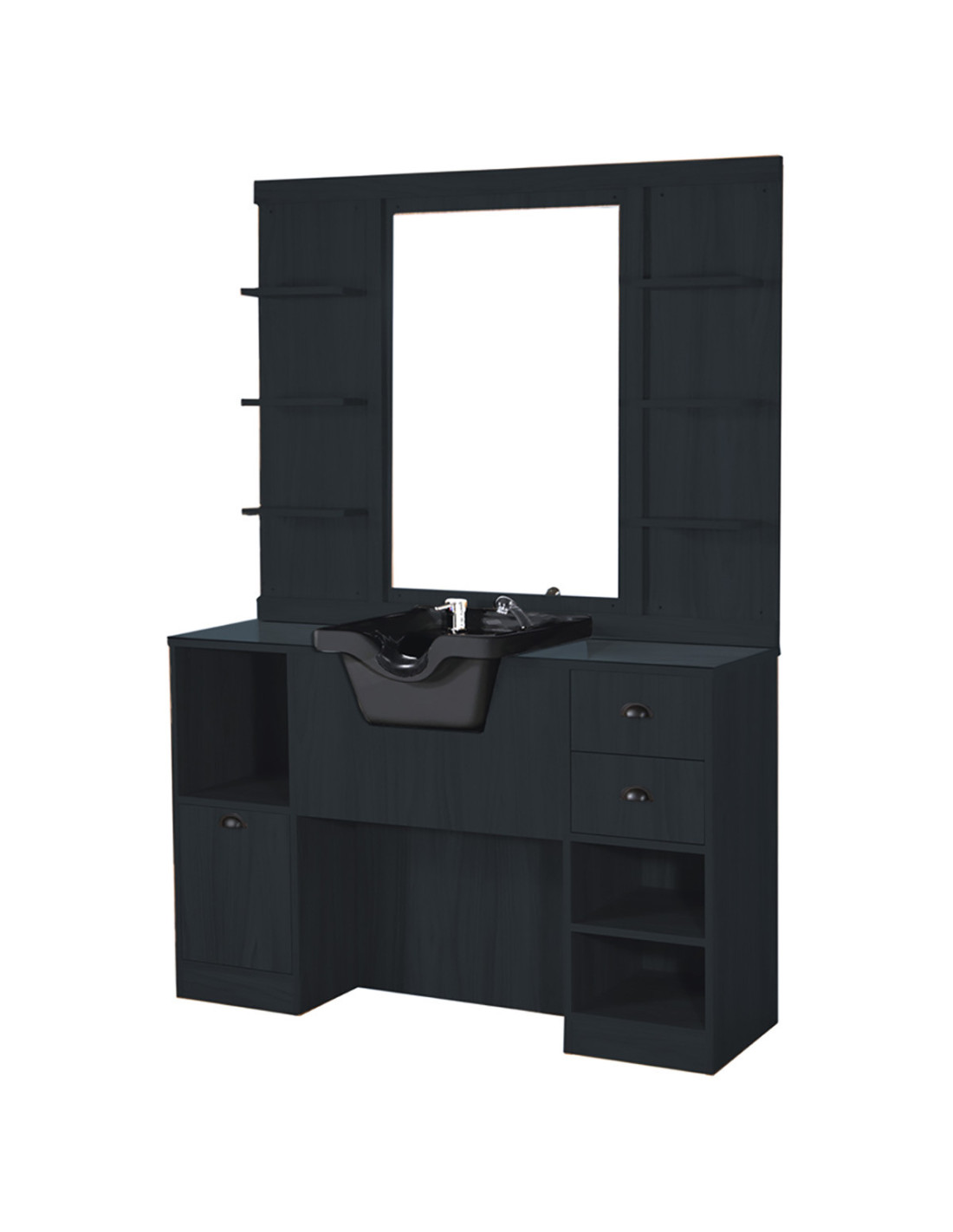 Poste de coiffage barber noir mat – station barbershop haut de gamme