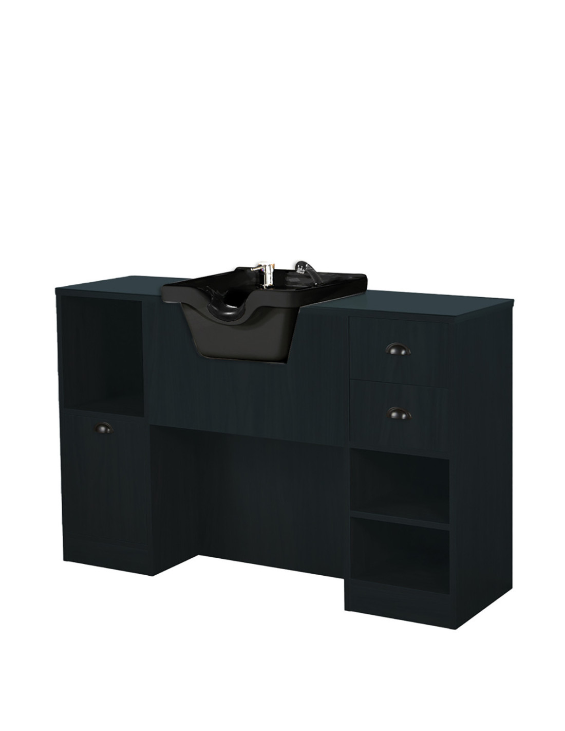 Matte black barber station – storage & professional sink