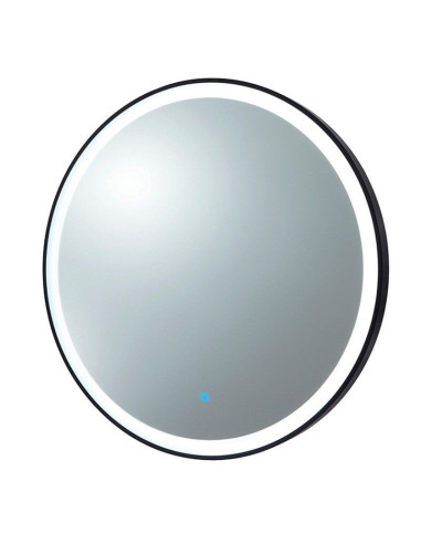 Station coiffage barbershop 8B LED Noir Mat – miroir rond & rangements