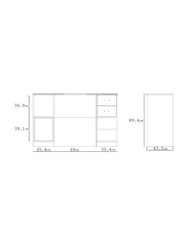 Station coiffage barbershop 8B LED Noir Mat – miroir rond & rangements