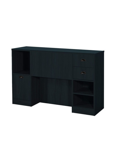 Barbershop 8B LED Mattschwarze Styling-Station – Runder Spiegel & Aufbewahrung