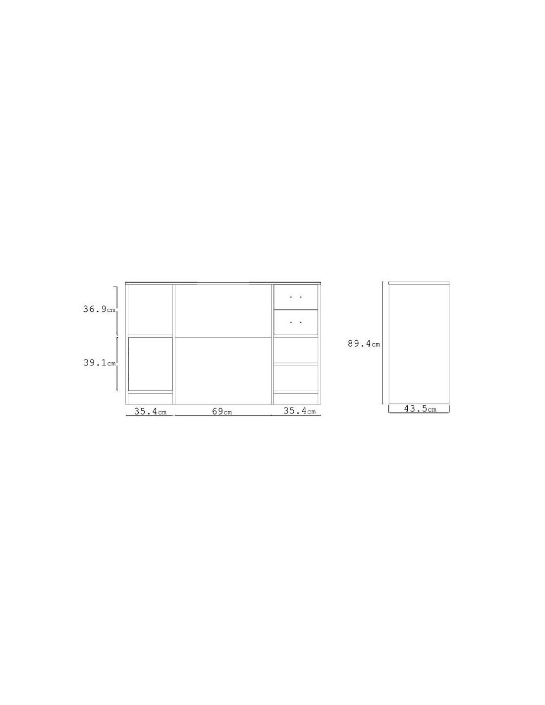 Station coiffage barbershop 8B LED Noyer Foncé – miroir rond & rangements