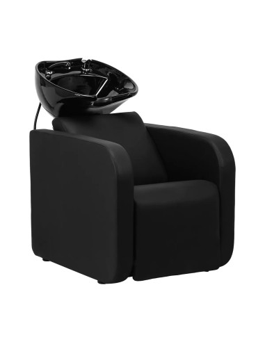 Bac a Shampoing Bac de Lavage Capillaire avec repose-pieds électrique céramique noir Full Black Bellagio Relax